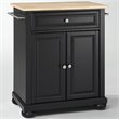 Crosley Furniture Alexandria Natural Wood Top Portable Kitchen Island in Black