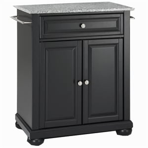 Crosley Furniture Alexandria Wood Portable Kitchen Island in Black/Gray
