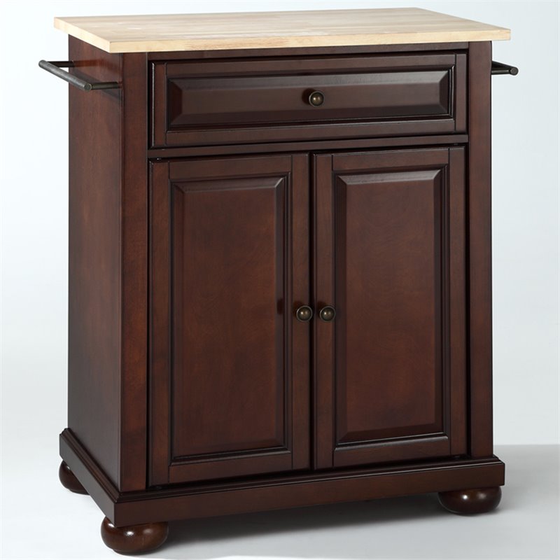 Crosley Furniture Alexandria Wood ToPortable Kitchen Island in Mahogany