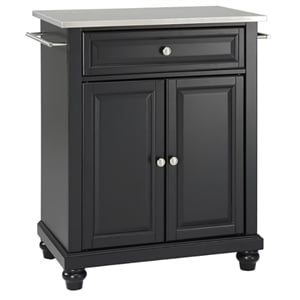 Crosley Furniture Cambridge Wood Portable Kitchen Island in Black