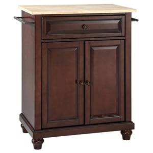 Crosley Furniture Cambridge Natural Wood Top Portable Kitchen Island in Mahogany