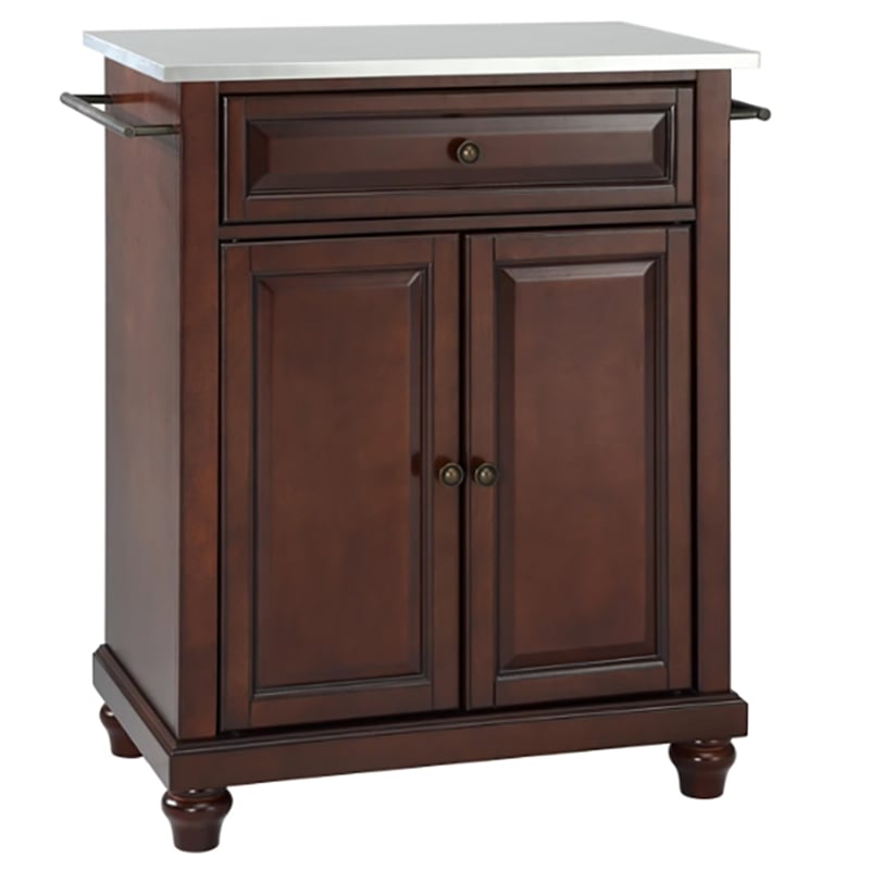 Crosley Furniture Cambridge Wood Top Portable Kitchen Island in Mahogany