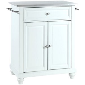 Crosley Furniture Cambridge Wood Top Portable Kitchen Island in White