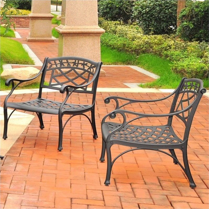 Crosley Furniture Sedona Aluminum Patio Club Chair in Charcoal Black (Set of 2)