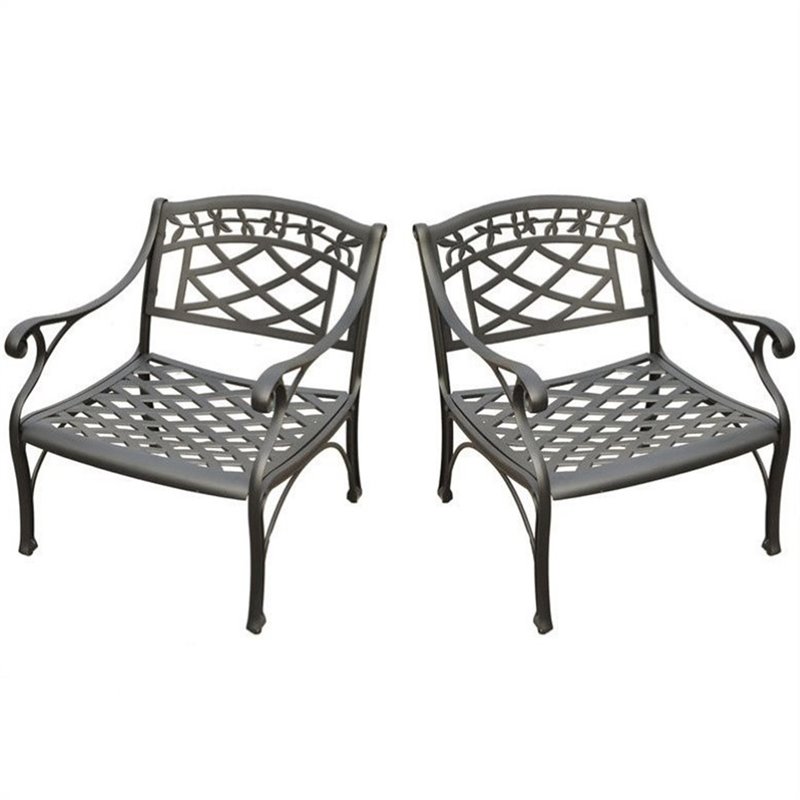 Crosley Furniture Sedona Aluminum Patio Club Chair in Charcoal Black (Set of 2)