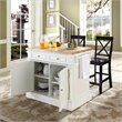 Crosley Furniture Oxford Wood Kitchen Island with X Back Stools in White