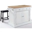 Crosley Furniture Oxford Wood Kitchen Island with Saddle Stools in White