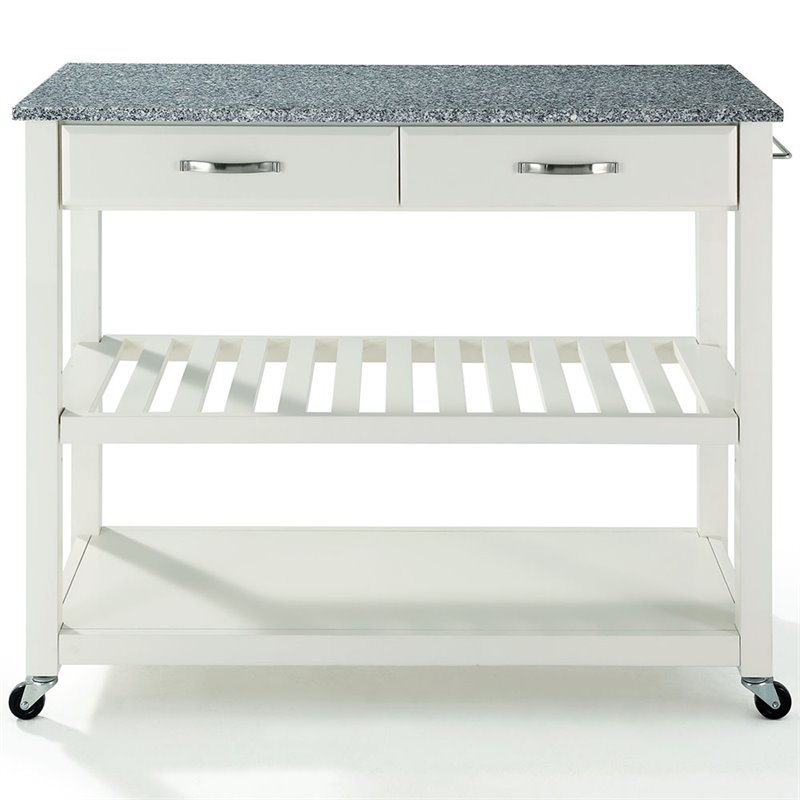 Crosley Furniture 2-Drawers Granite Top Kitchen Cart in White/Gray