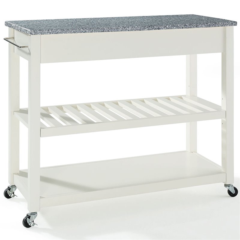 Crosley Furniture 2-Drawers Granite Top Kitchen Cart in White/Gray
