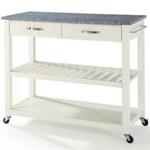 Crosley Furniture 2-Drawers Granite Top Kitchen Cart in White/Gray