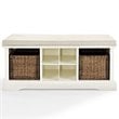 Crosley Furniture Brennan Wood Storage Entryway Bench with Baskets in White