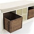 Crosley Furniture Brennan Wood Storage Entryway Bench with Baskets in White