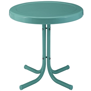 Crosley Furniture Retro Metal Patio End Table in Pastel Blue
