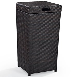 Crosley Furniture Palm Harbor Wicker / Rattan Patio Trash Can in Brown