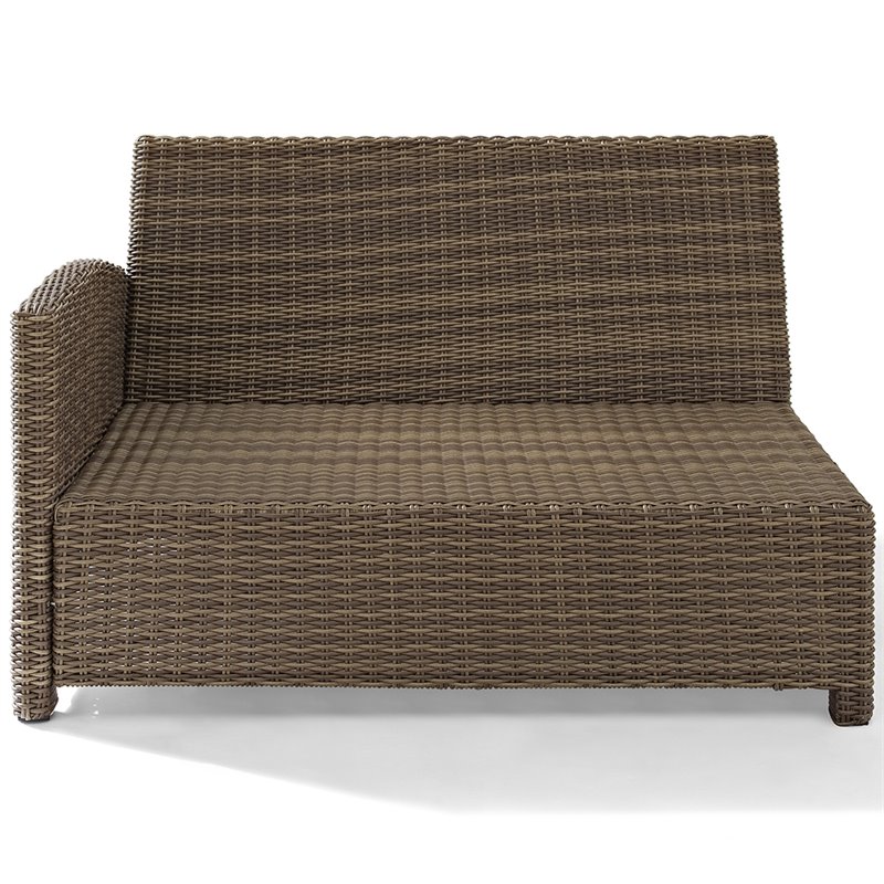 Crosley Furniture Bradenton Fabric Left Arm Patio Loveseat in Brown and Navy