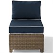 Crosley Furniture Bradenton Fabric Armless Patio Chair in Brown and Navy