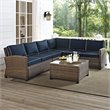 Crosley Furniture Bradenton 5 Piece Fabric Patio Sectional Set in Brown and Navy
