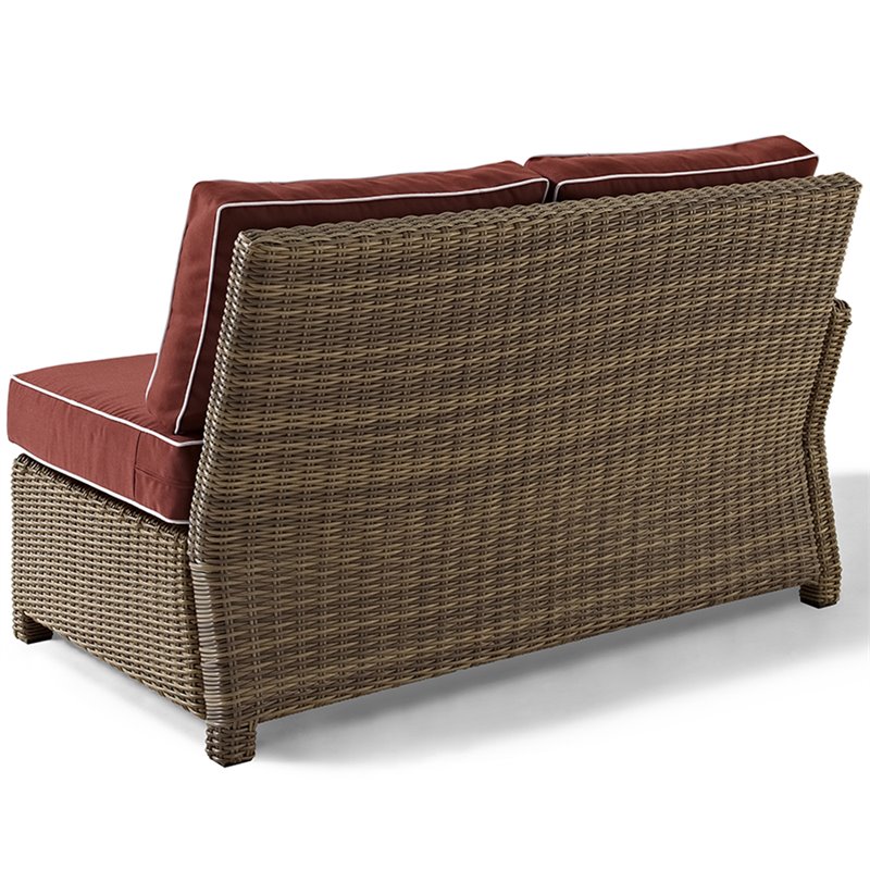 Crosley Furniture Bradenton Fabric Left Arm Patio Loveseat in Sangria Red