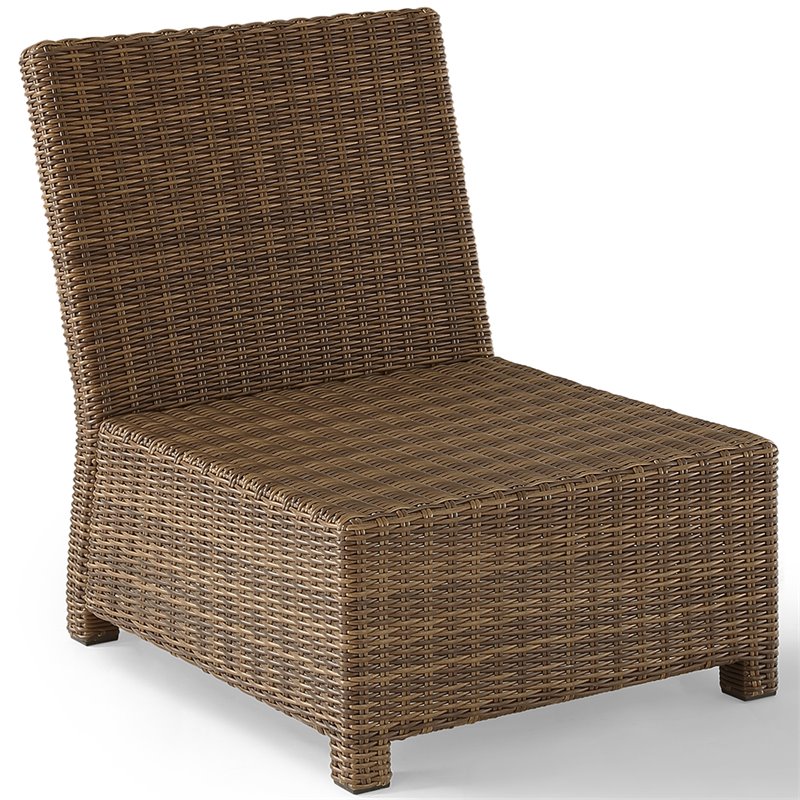 Crosley Furniture Bradenton Fabric Armless Patio Chair in Brown and Sangria Red