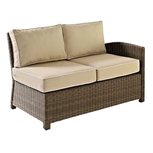 Crosley Furniture Bradenton Fabric Left Arm Patio Loveseat in Brown and Sand