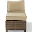 Crosley Furniture Bradenton Fabric Armless Patio Chair in Brown and Sand