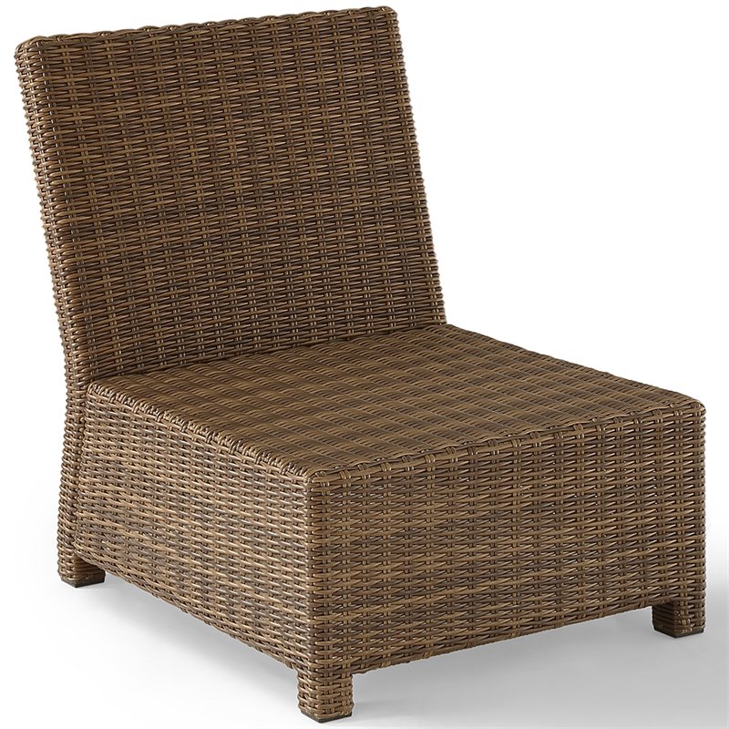 Crosley Furniture Bradenton Fabric Armless Patio Chair in Brown and Sand