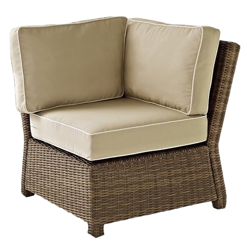 Crosley Furniture Bradenton Fabric Corner Patio Chair in Brown and Sand