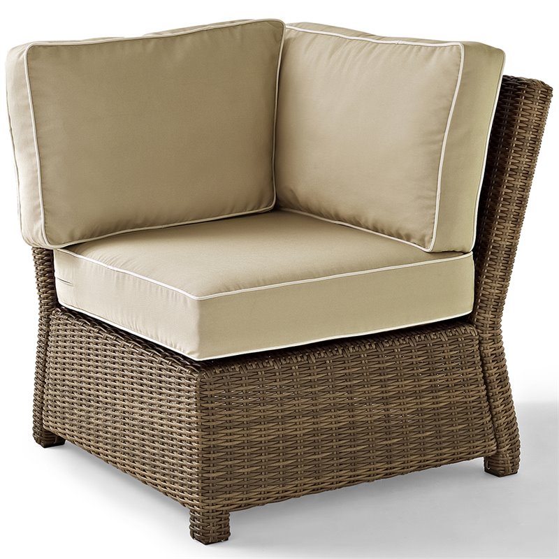 Crosley Furniture Bradenton Fabric Corner Patio Chair in Brown and Sand