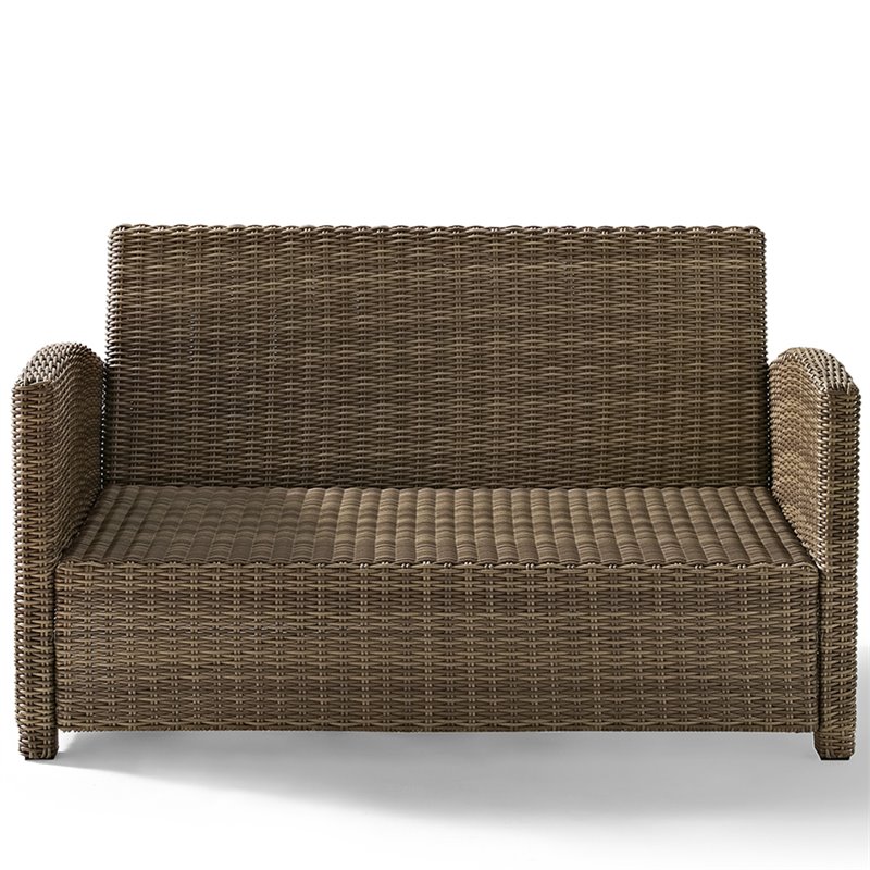 Crosley Furniture Bradenton Fabric Patio Loveseat in Brown and Navy