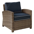 Crosley Furniture Bradenton Fabric Patio Chair in Brown and Navy