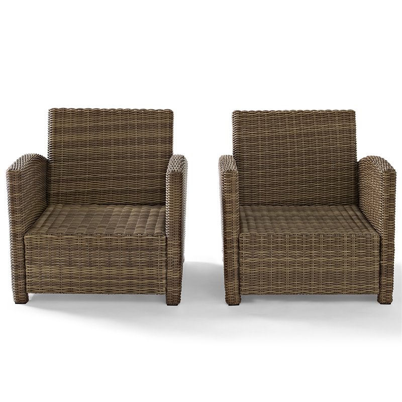 Crosley Furniture Bradenton Fabric Patio Chair in Brown and Navy (Set of 2)