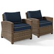 Crosley Furniture Bradenton Fabric Patio Chair in Brown and Navy (Set of 2)