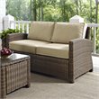 Crosley Furniture Bradenton Outdoor Fabric Patio Loveseat in Brown/Sand