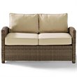 Crosley Furniture Bradenton Outdoor Fabric Patio Loveseat in Brown/Sand