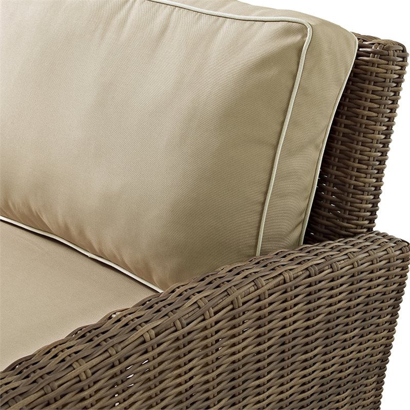 Crosley Furniture Bradenton Outdoor Fabric Patio Loveseat in Brown/Sand