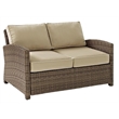 Crosley Furniture Bradenton Outdoor Fabric Patio Loveseat in Brown/Sand