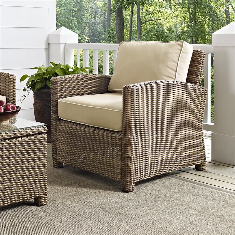 Crosley Furniture Bradenton Fabric Patio Chair in Brown and Sand