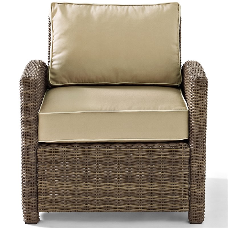 Crosley Furniture Bradenton Fabric Patio Chair in Brown and Sand
