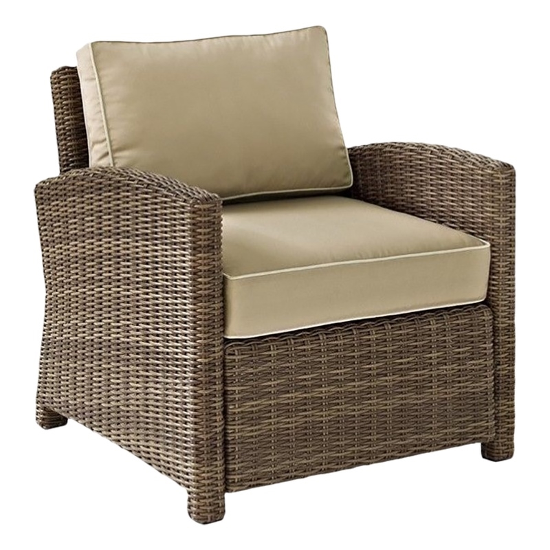 Crosley Furniture Bradenton Fabric Patio Chair in Brown and Sand