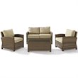 Crosley Furniture Bradenton 4 Piece Fabric Patio Sofa Set in Brown and Sand