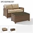 Crosley Furniture Bradenton 2 Piece Fabric Patio Sofa Set in Brown and Sand