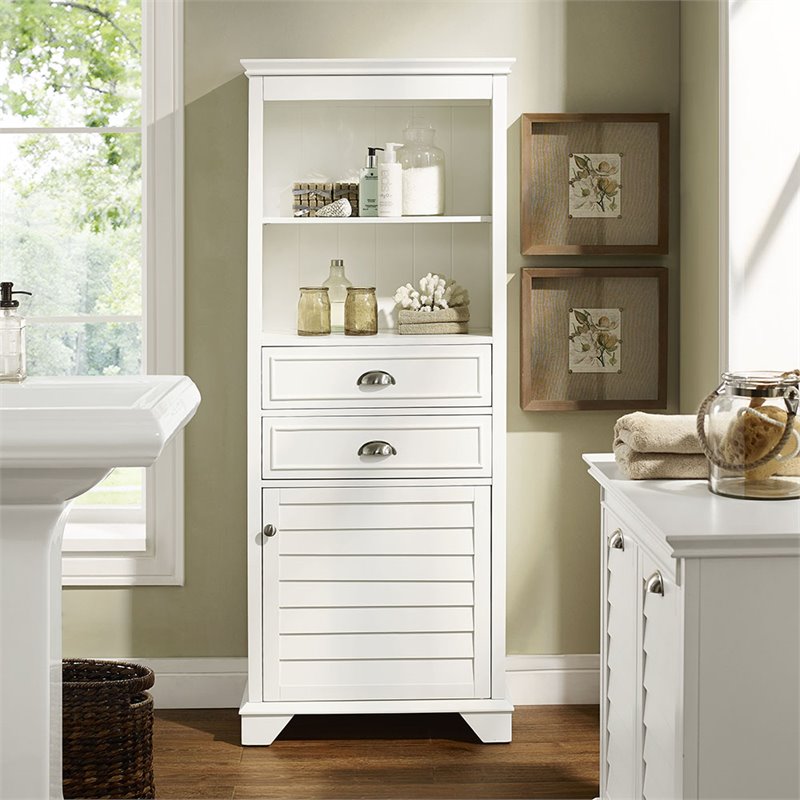 Crosley Lydia Contemporary Linen Cabinet in White