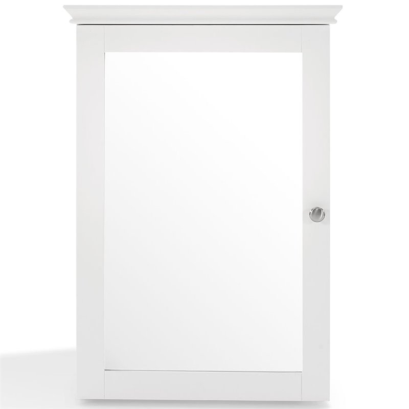 Crosley Furniture Lydia Wood Mirror Medicine Cabinet in White/Clear
