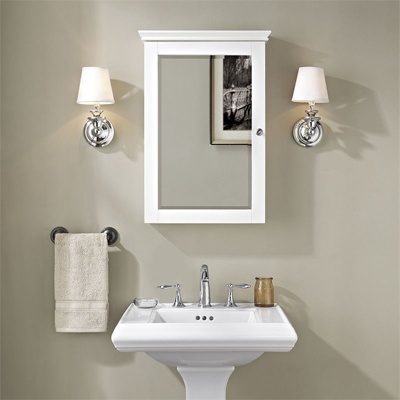 Crosley Furniture Lydia Wood Mirror Medicine Cabinet in White/Clear