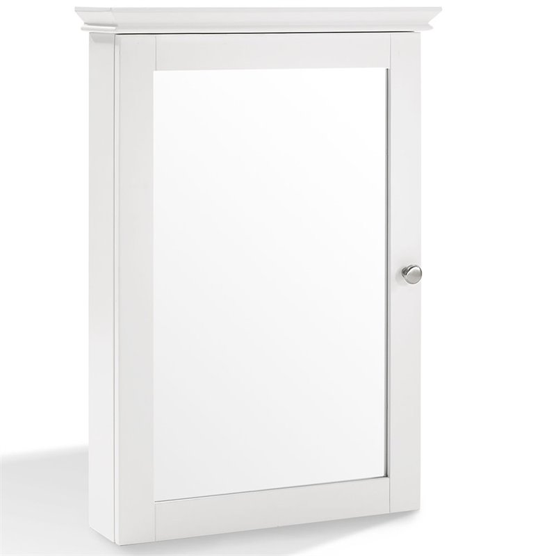 Crosley Furniture Lydia Wood Mirror Medicine Cabinet in White/Clear
