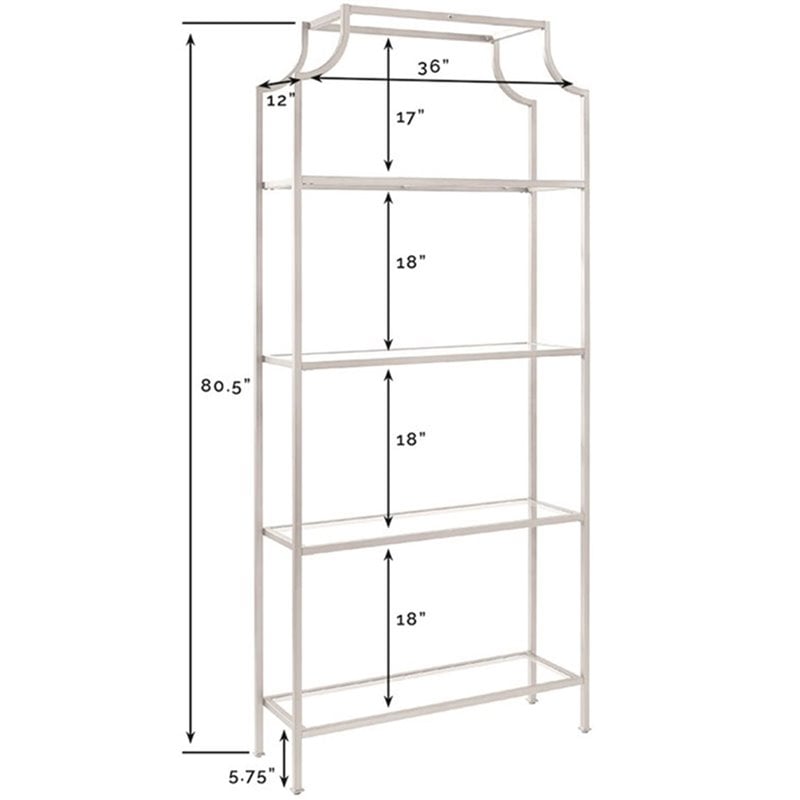 Crosley Furniture Aimee 4 Shelf Glass/Metal Etagere Bookcase in Antique Gold