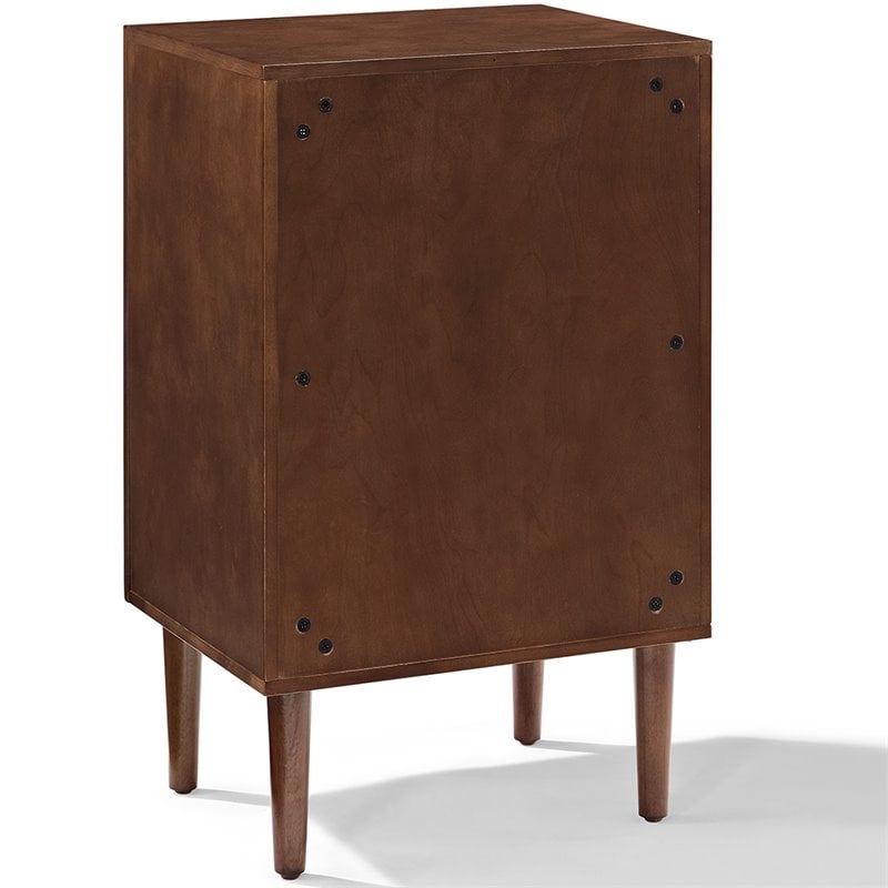Crosley Furniture Everett Wood Record Player Stand in Mahogany/Gold