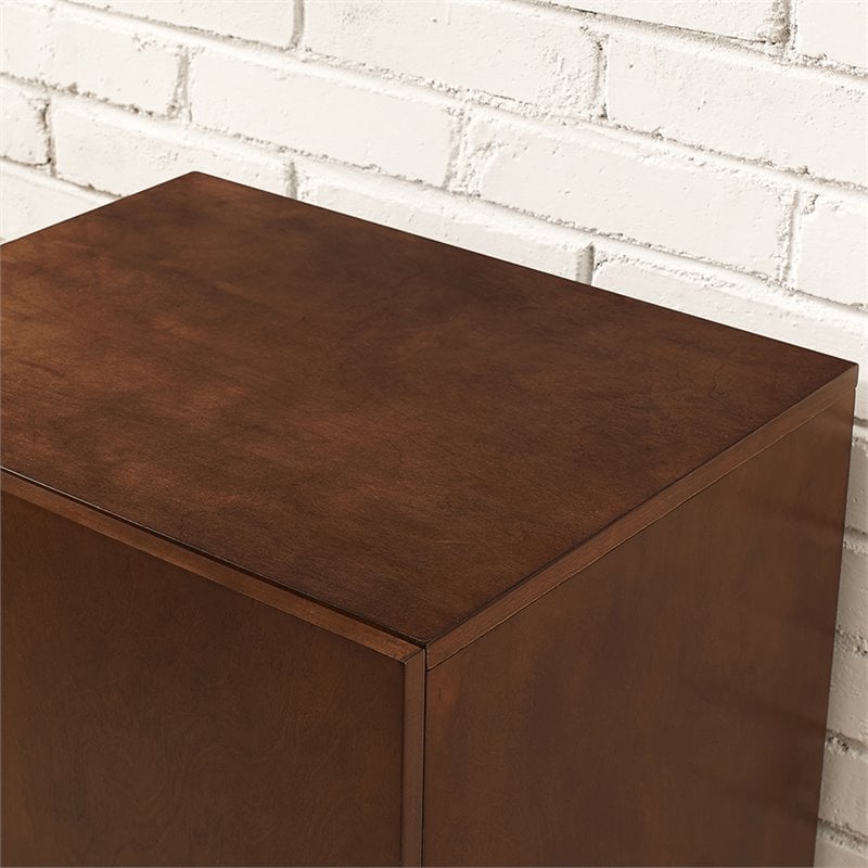 Crosley Furniture Everett Wood Record Player Stand in Mahogany/Gold