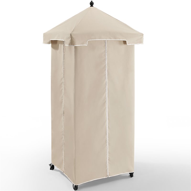 Crosley Furniture Palm Coastal Metal / Rattan Towel Valet with Cover in Tan