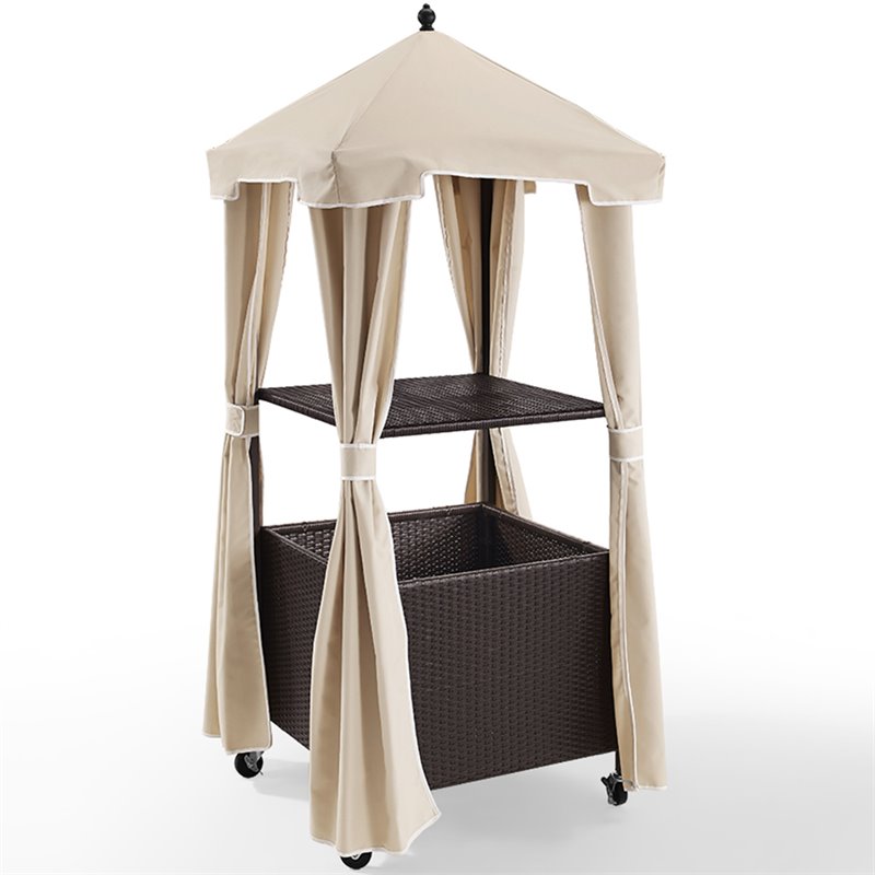 Crosley Furniture Palm Coastal Metal / Rattan Towel Valet with Cover in Tan